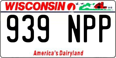 WI license plate 939NPP