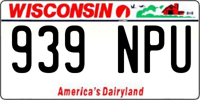 WI license plate 939NPU