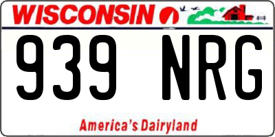 WI license plate 939NRG