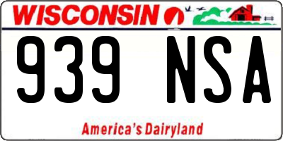 WI license plate 939NSA