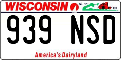 WI license plate 939NSD
