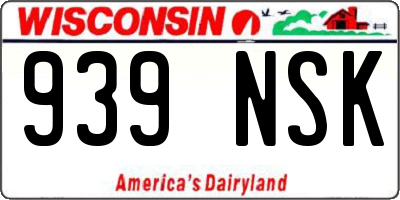 WI license plate 939NSK