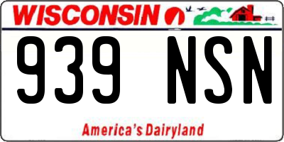 WI license plate 939NSN