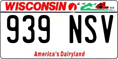 WI license plate 939NSV