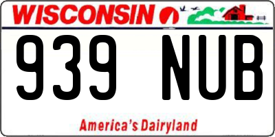 WI license plate 939NUB