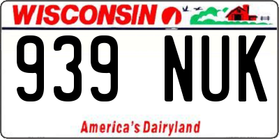WI license plate 939NUK