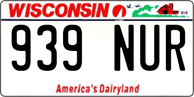 WI license plate 939NUR