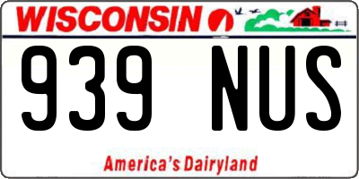 WI license plate 939NUS