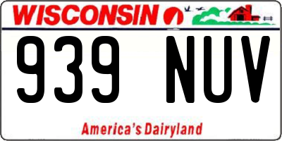 WI license plate 939NUV