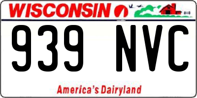 WI license plate 939NVC