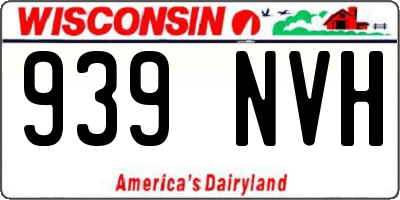 WI license plate 939NVH