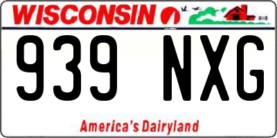 WI license plate 939NXG