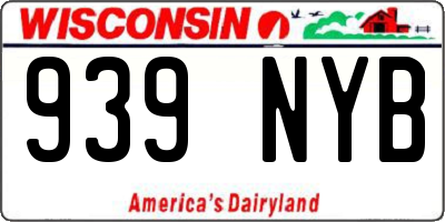 WI license plate 939NYB