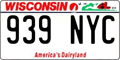 WI license plate 939NYC