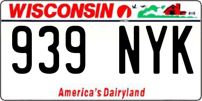 WI license plate 939NYK