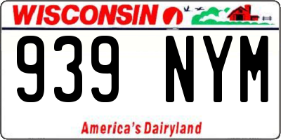 WI license plate 939NYM