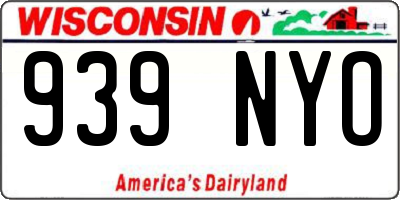 WI license plate 939NYO