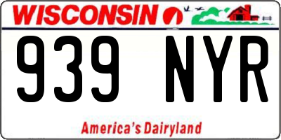 WI license plate 939NYR
