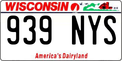 WI license plate 939NYS