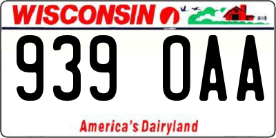 WI license plate 939OAA