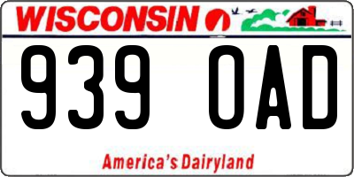 WI license plate 939OAD