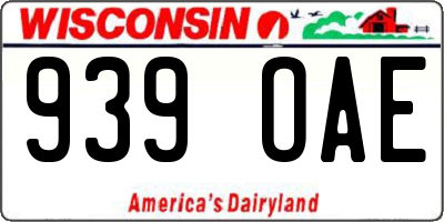 WI license plate 939OAE