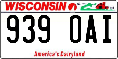 WI license plate 939OAI