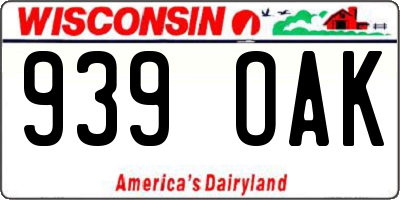 WI license plate 939OAK