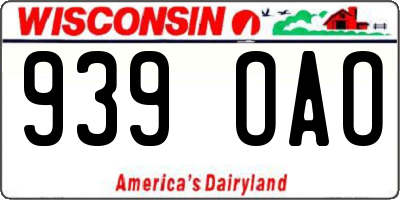 WI license plate 939OAO