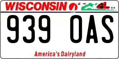 WI license plate 939OAS