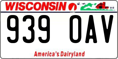 WI license plate 939OAV