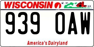 WI license plate 939OAW
