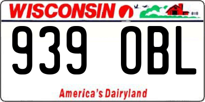 WI license plate 939OBL