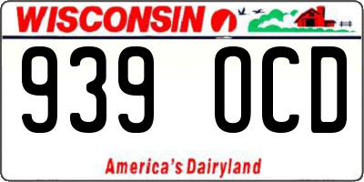 WI license plate 939OCD