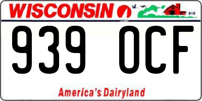WI license plate 939OCF
