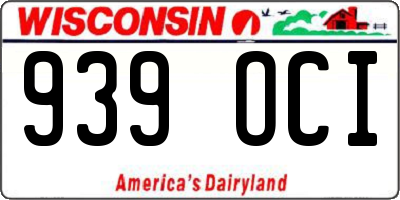 WI license plate 939OCI