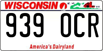 WI license plate 939OCR