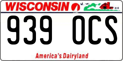 WI license plate 939OCS
