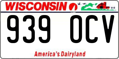 WI license plate 939OCV