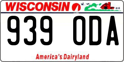 WI license plate 939ODA