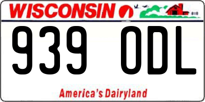 WI license plate 939ODL