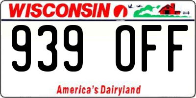 WI license plate 939OFF