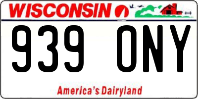 WI license plate 939ONY