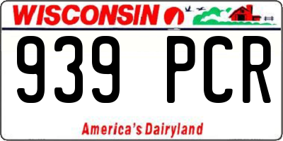 WI license plate 939PCR