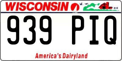 WI license plate 939PIQ