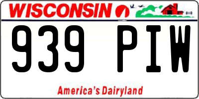 WI license plate 939PIW