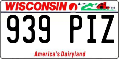 WI license plate 939PIZ