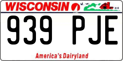 WI license plate 939PJE