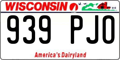 WI license plate 939PJO