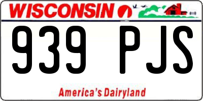 WI license plate 939PJS